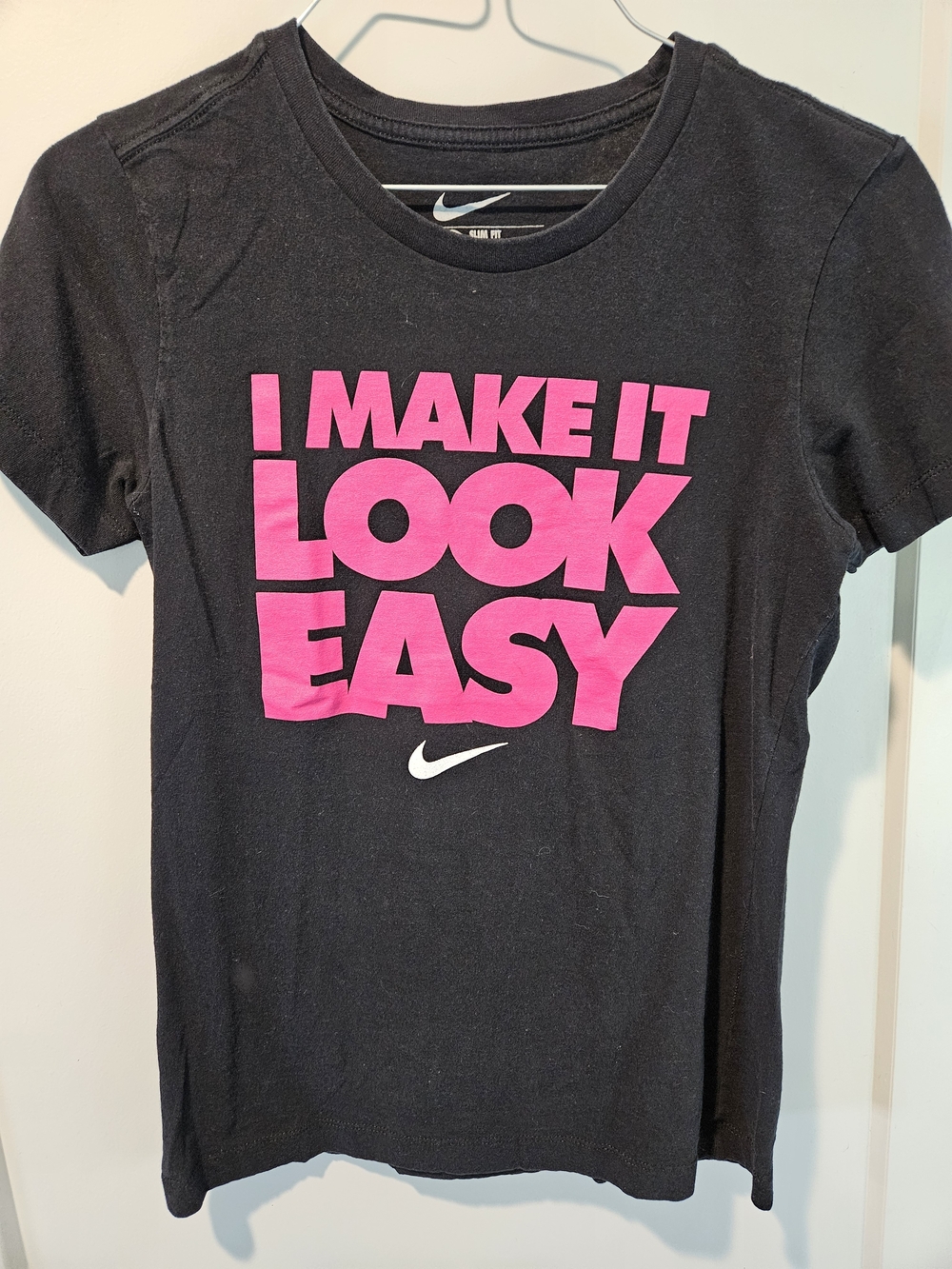 Nike Black T‑Shirt with Pink 'I Make It Look Easy' Graphic Tee